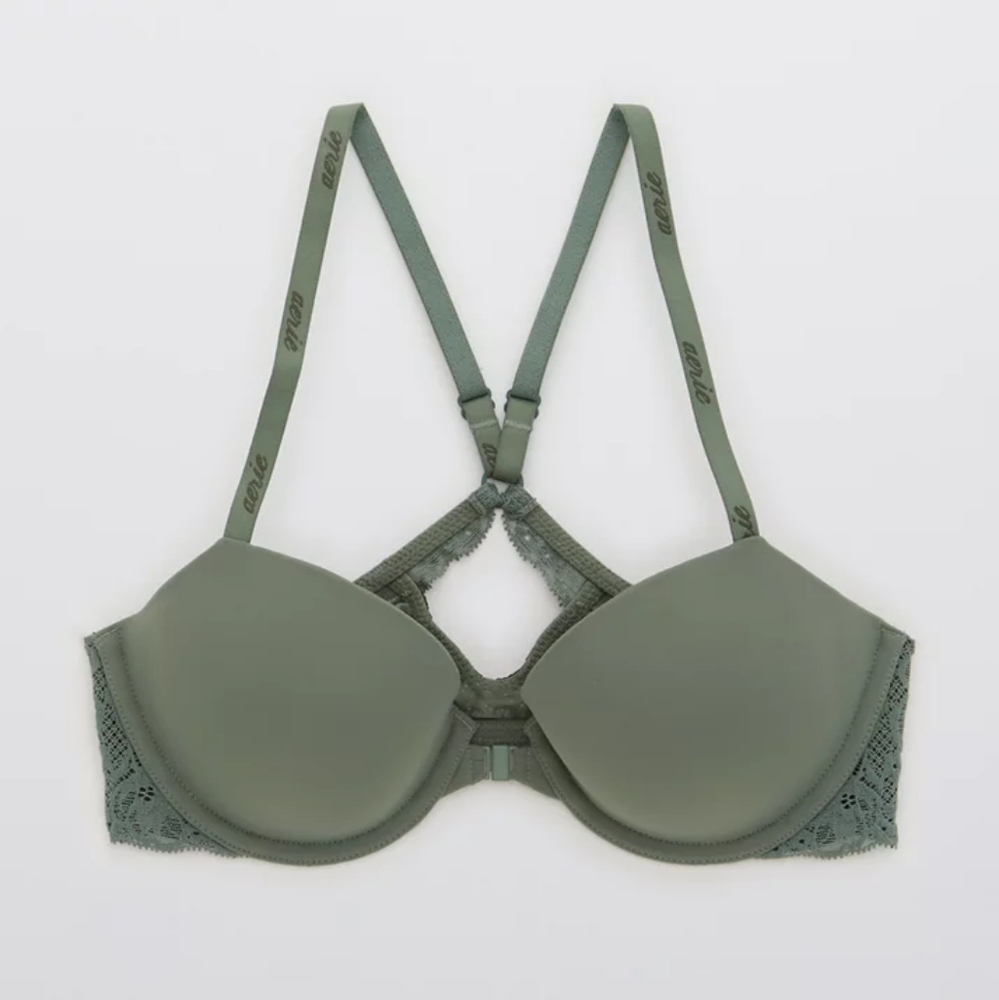 🍸AERIE REAL HAPPY DEMI LIGHTLY LINED LACE BRA SIZE 36C - Picture 5 of 10